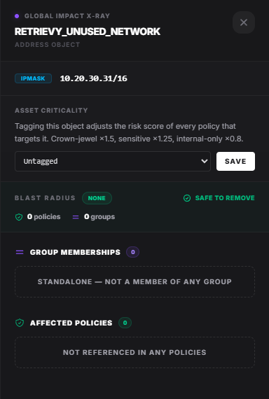 Global Impact X-Ray focused on Blast Radius, group memberships, and affected policies